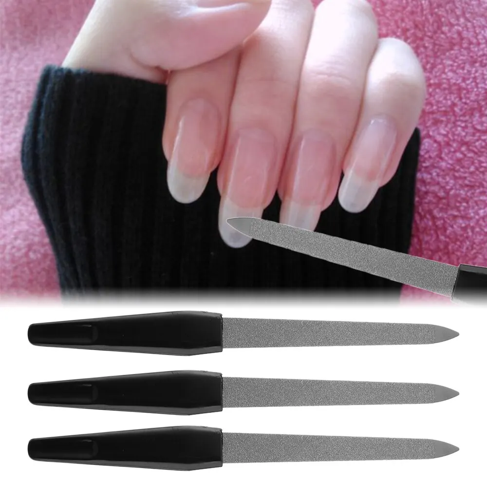 Профессиональный инструмент для полировки ногтей двусторонняя пилка из нержавеющей стали с пластиковой ручкой