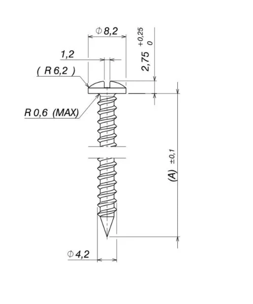 
Self-tapping screw, cylindrical head, combined slot (DIN 7971 / DIN 7981) 