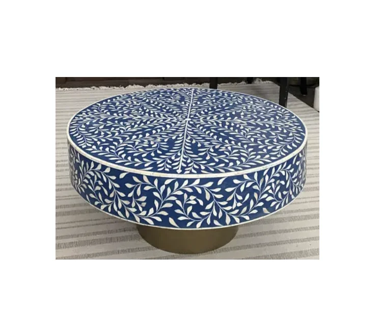 Luxurious Bone Inlay Table Home Furniture Home Decor Bone Inlay Round Coffee Table Side Table Living Room Furniture Drawer