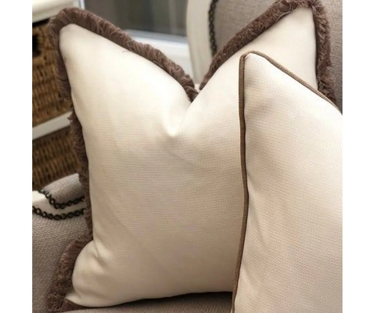 Home Decorated fringed cream ivory beige brown throw pillows luxury costal new house
