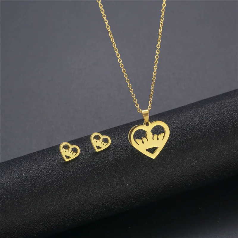 Manufacturer custom jewelry tarnish free 14k 18k gold plated stainless steel jewelry sets pvd coated jewellery set