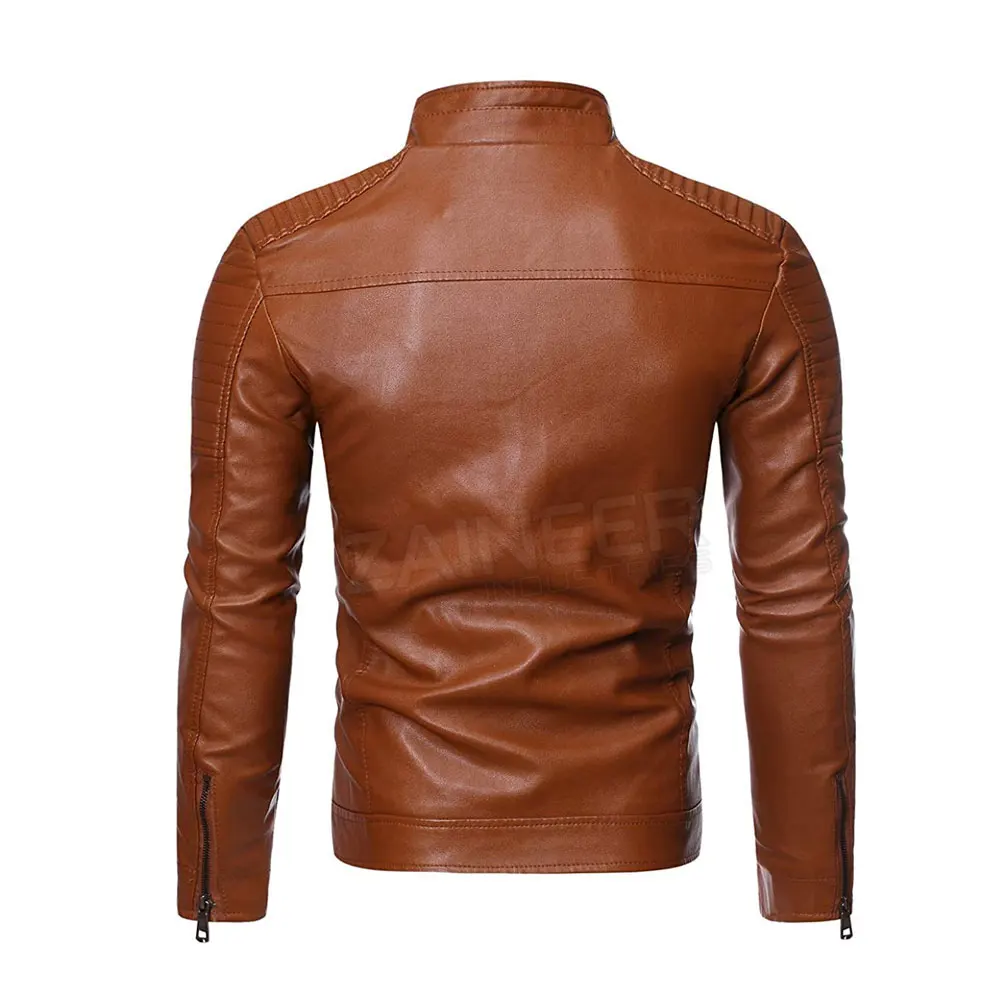Solid Color Pu Leather Fashion Men Jacket Winter Fashion Men Leather Jacket New Arrival Leather Jacket