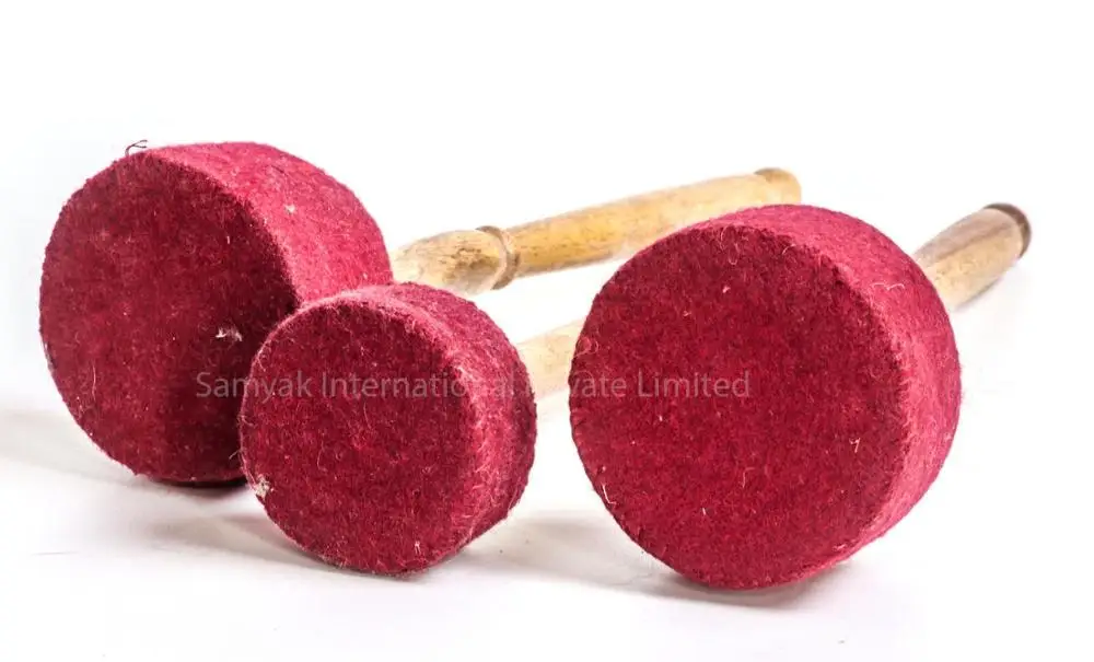 New Handmade Wind Gong Chau Gong Wood Ball Mallet Wool Red Color Felt Striker High Quality Wood Drum Sticks Mallets
