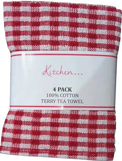 
100% Cotton Terry Mono Check Tea Towel Super Absorbent 