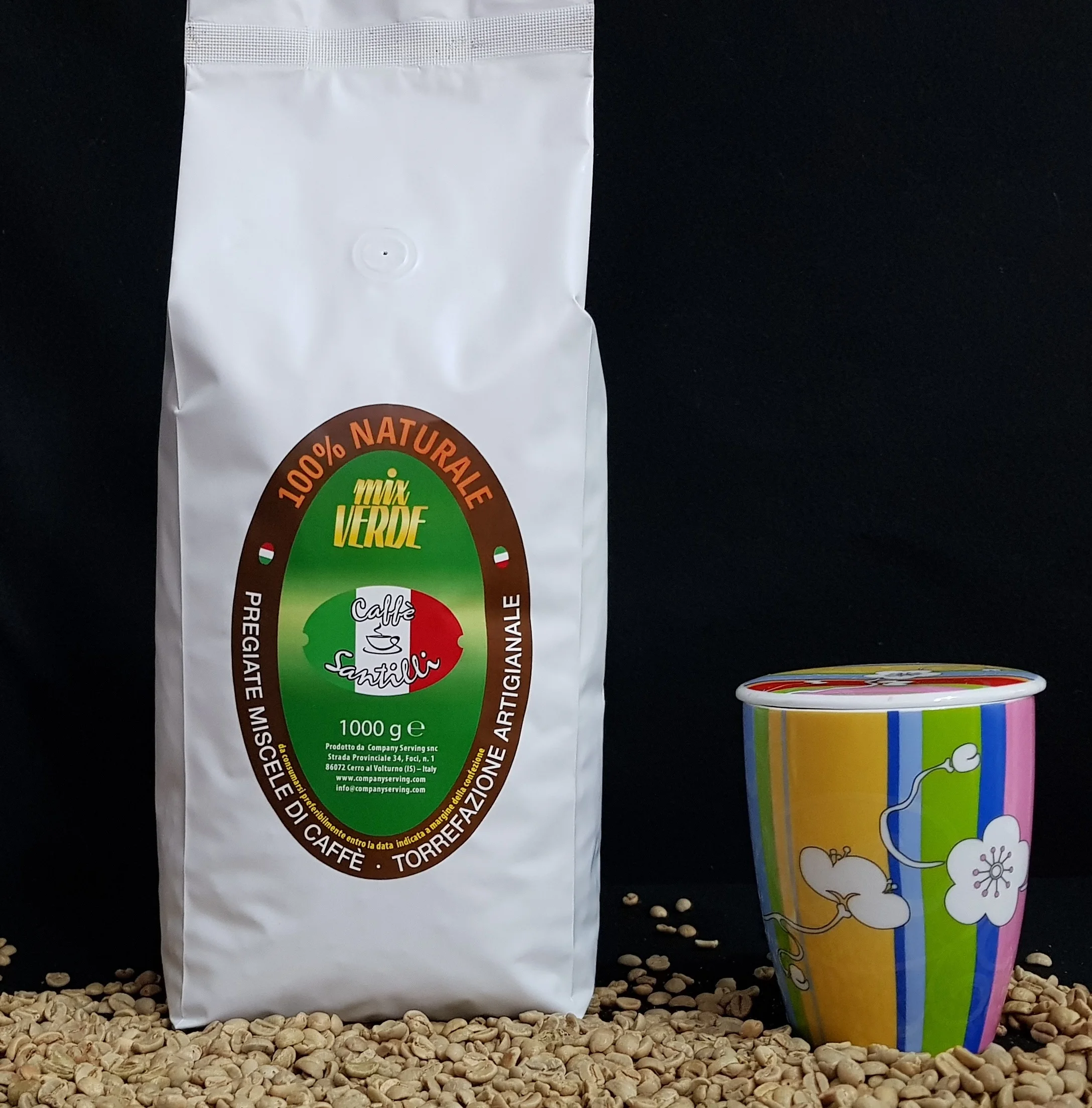 Italian Roasted Coffee Beans 100% Arabica Mix Verde Wholesale Organic Green Coffee 250g Box Packaging