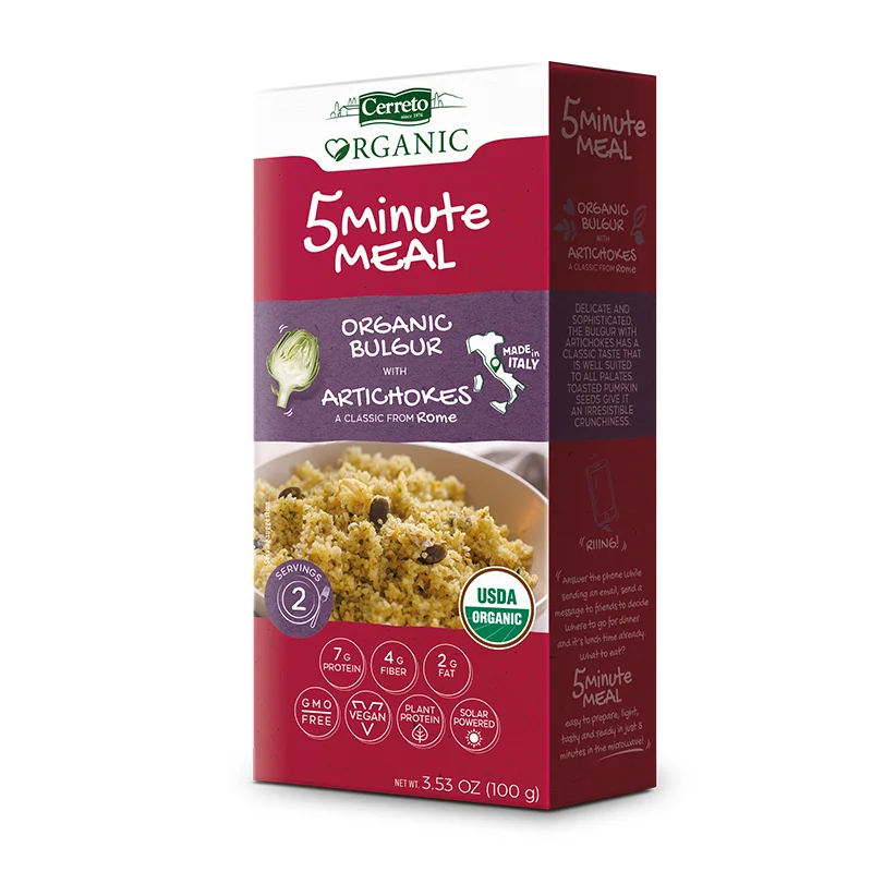 
 Высококачественная итальянская Органическая готовая к приготовлению еды Bulgur с артишоками, готовая за 5 минут в микроволновой печи 100 г  