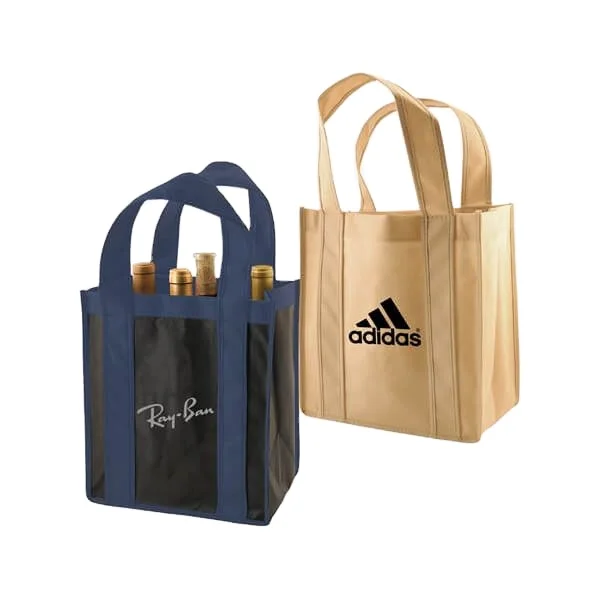 2024  Wine Bag 4 To 6 Bottles Holders High Quality Luxury Custom Logo Printed Eco Friendly Reusable Material