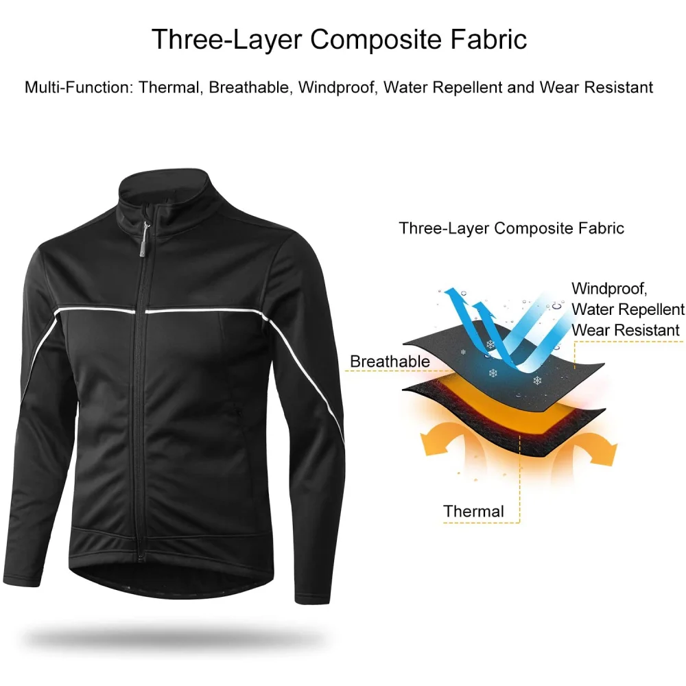mens outdoor waterproof polyester plain rain jacket windbreaker Winter Mens Windproof Thermal Cycling Running Jacket