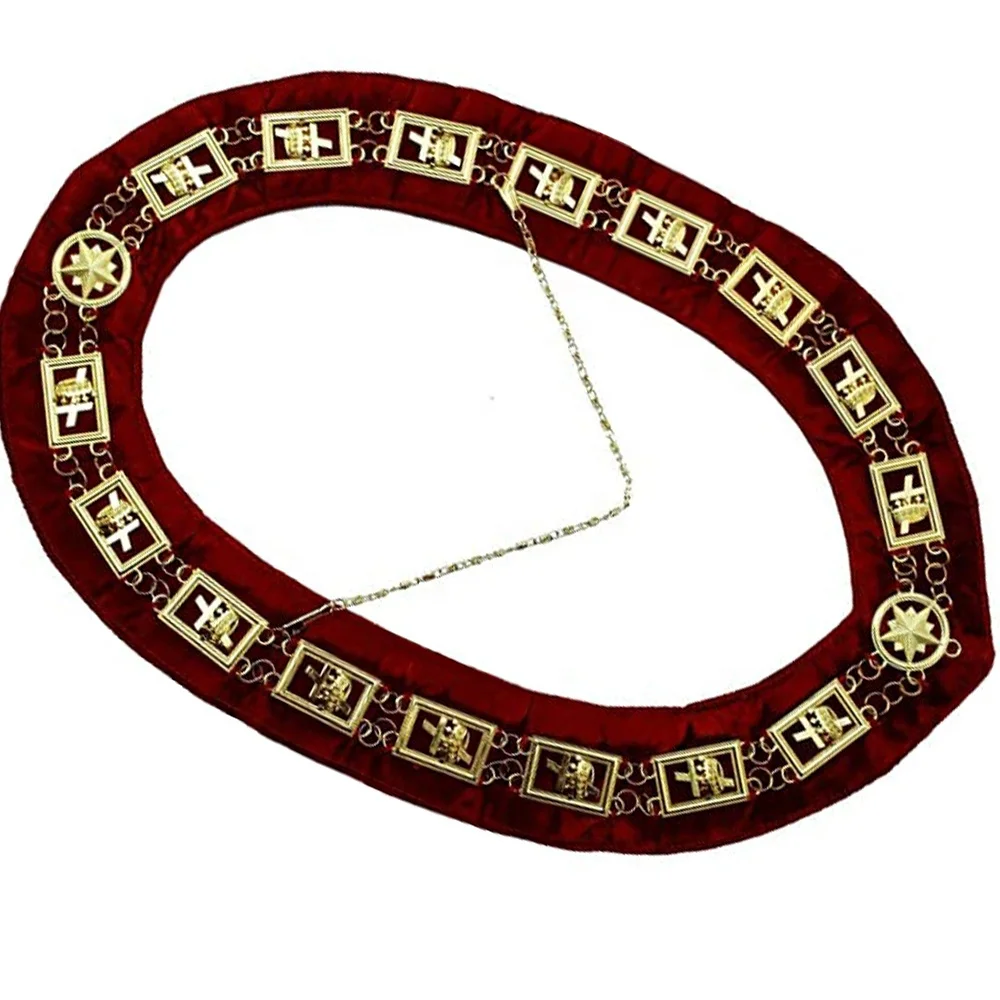 Masonic Regalia Knights Templar Metal Chain Collar gold jewels  with red velvet highest quality