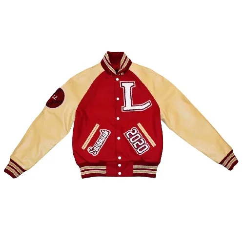 OEM Custom Chenille Embroidery Letterman Bomber Varsity Baseball Jacket for Men Sport Wear Leather Sleeves Sweatshirt for Winter