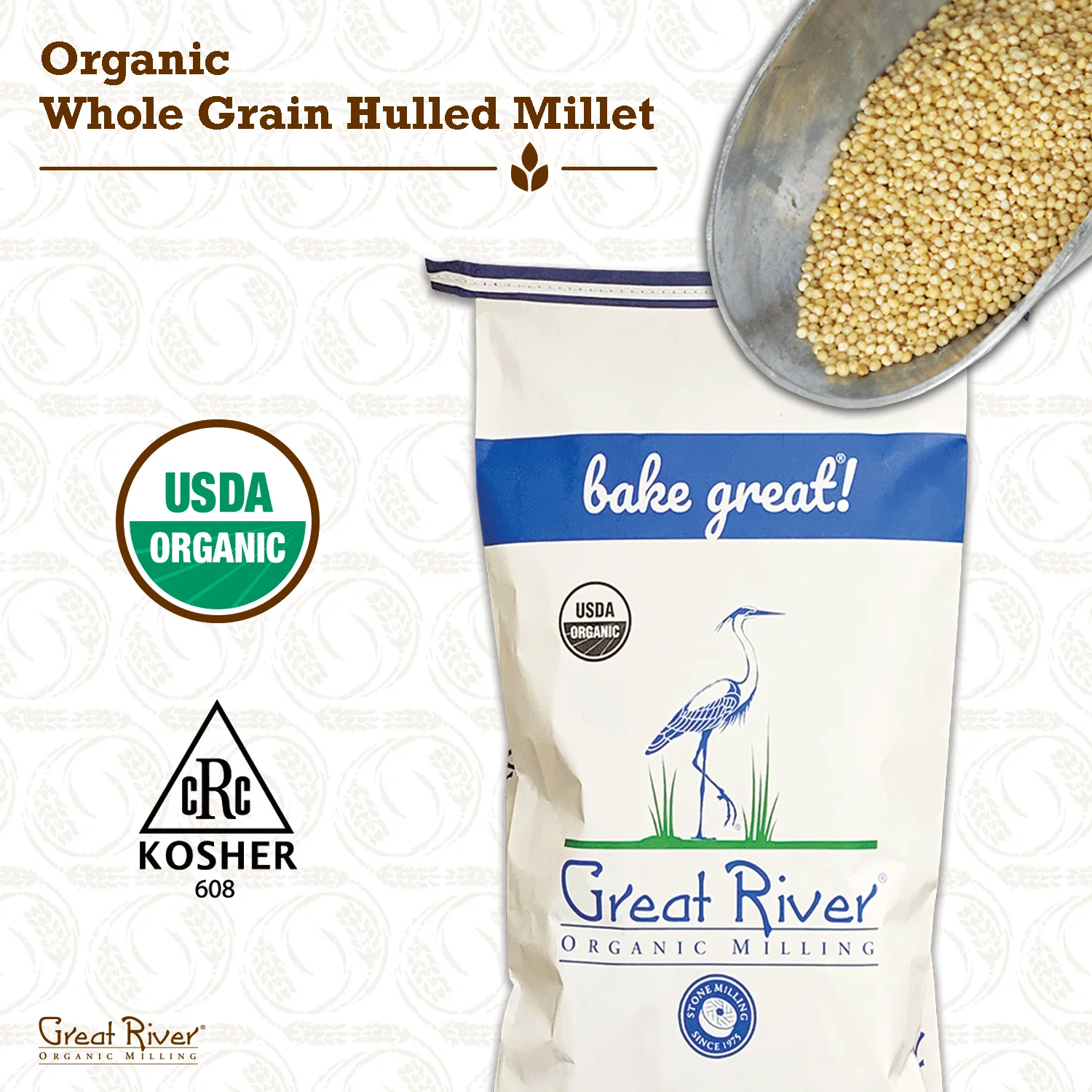 Большая речная Органическая фрезеровка, большая речная Органическая цельная кукуруза, 50 фунтов (в упаковке 1) Желтая Кукуруза с длинным зерном