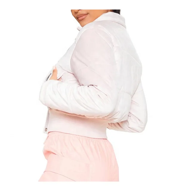 High Quality New Design Custom Windproof stylish cropped women velvet puffer jacket