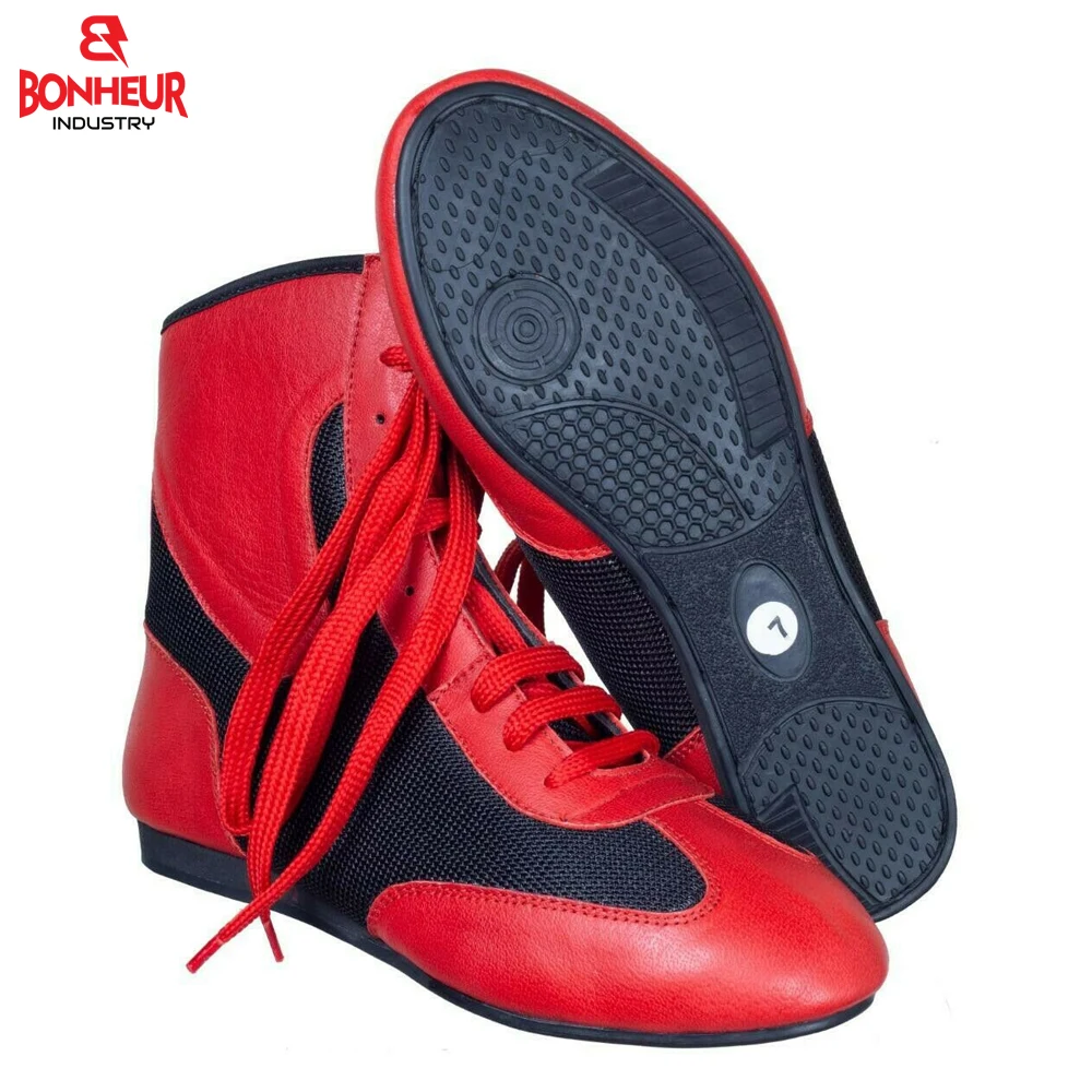 
Latest Design Leather Boxing Shoes Wrestling Martial Art MMA Gym Weightlifting gym Training Running Boot 