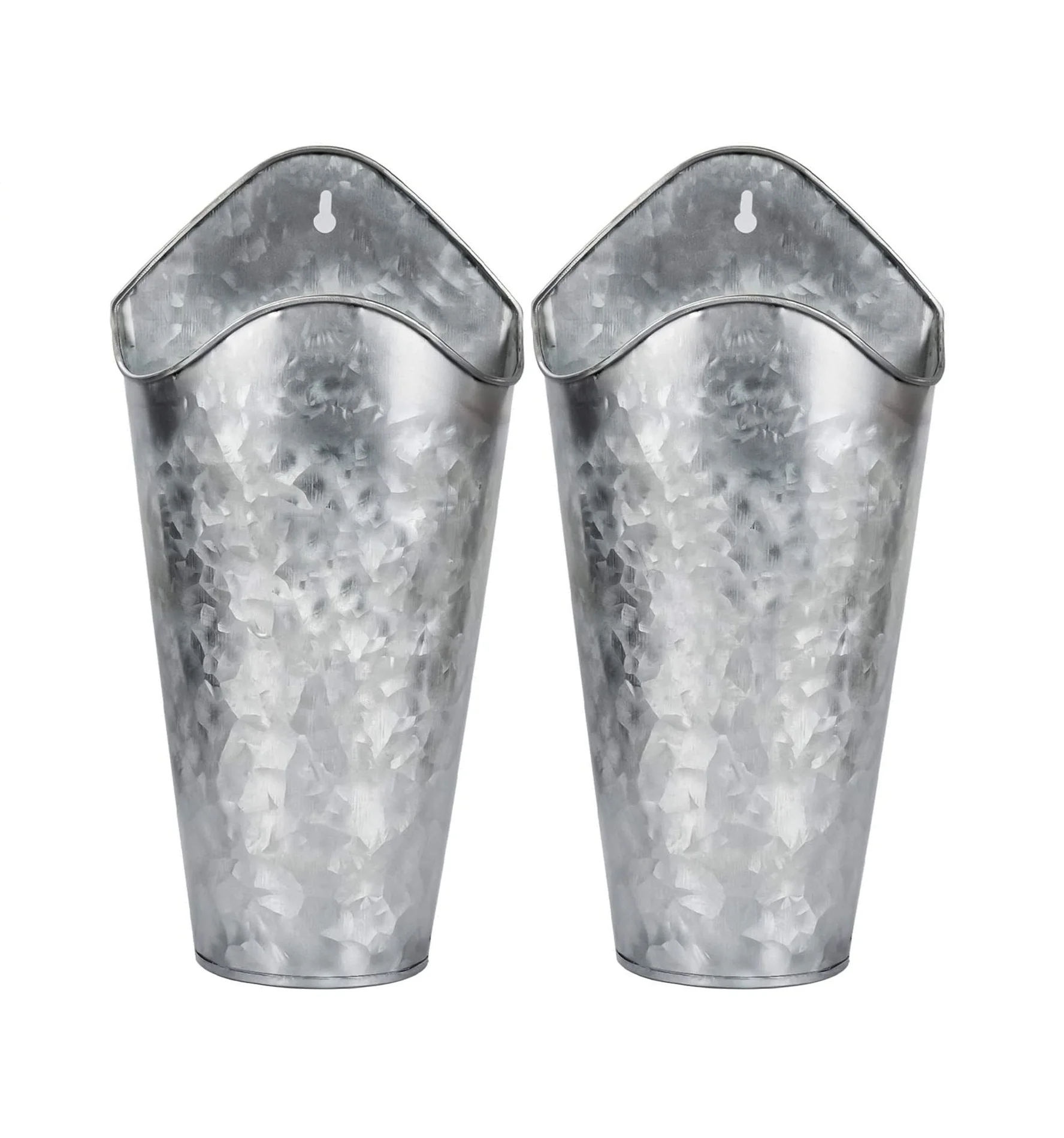 Galvanized Metal Decorative Flower Vase Contemporary Classic Design Home Decorative Tabletop & Wall Hanging Planter Pot Vases