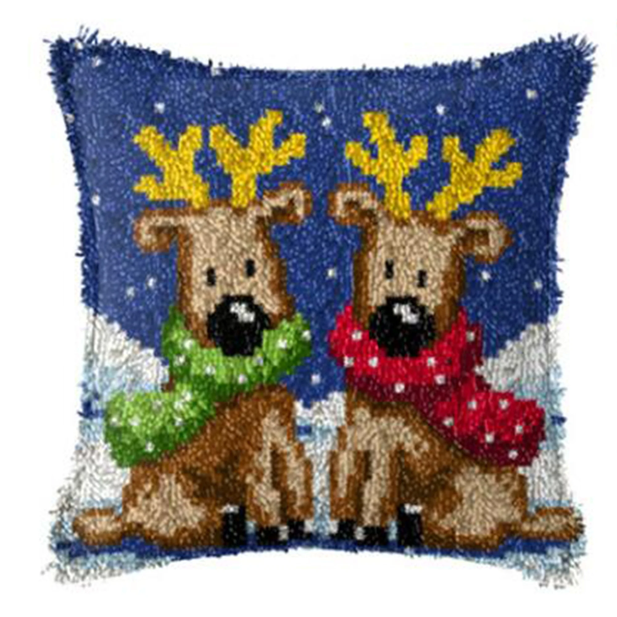 
Moonzero New Latch Hook Kit Rug Cushion Pillow Mat Diy Deer Christmas 40Cm Length Cross Stitch Needlework Crocheting 