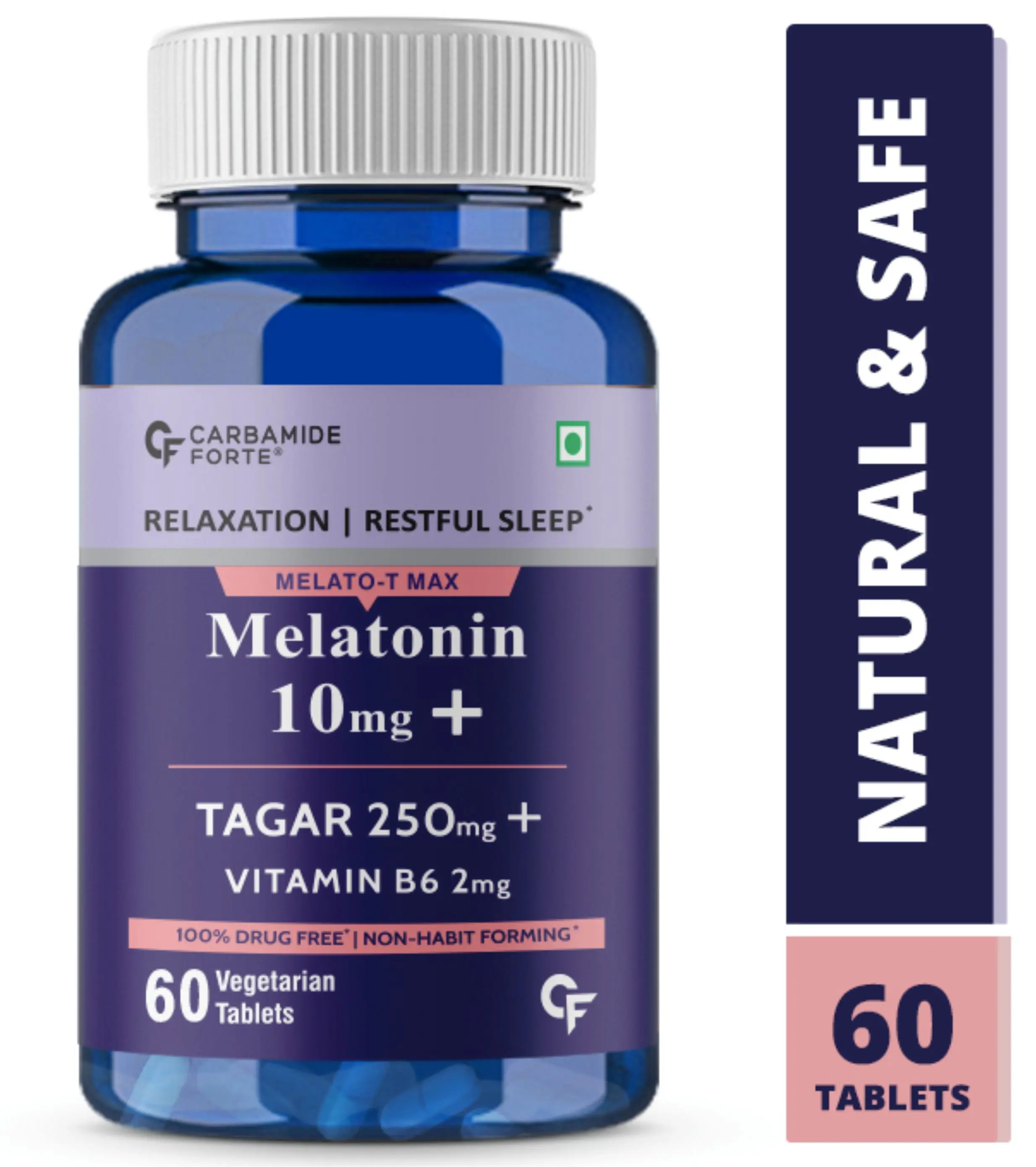 
Carbamide Forte Melatonin 10mg with Tagara 250mg Sleeping Aid Pills for Deep Sleep | Non Habit Forming Sleep Supplement 60 Veg 