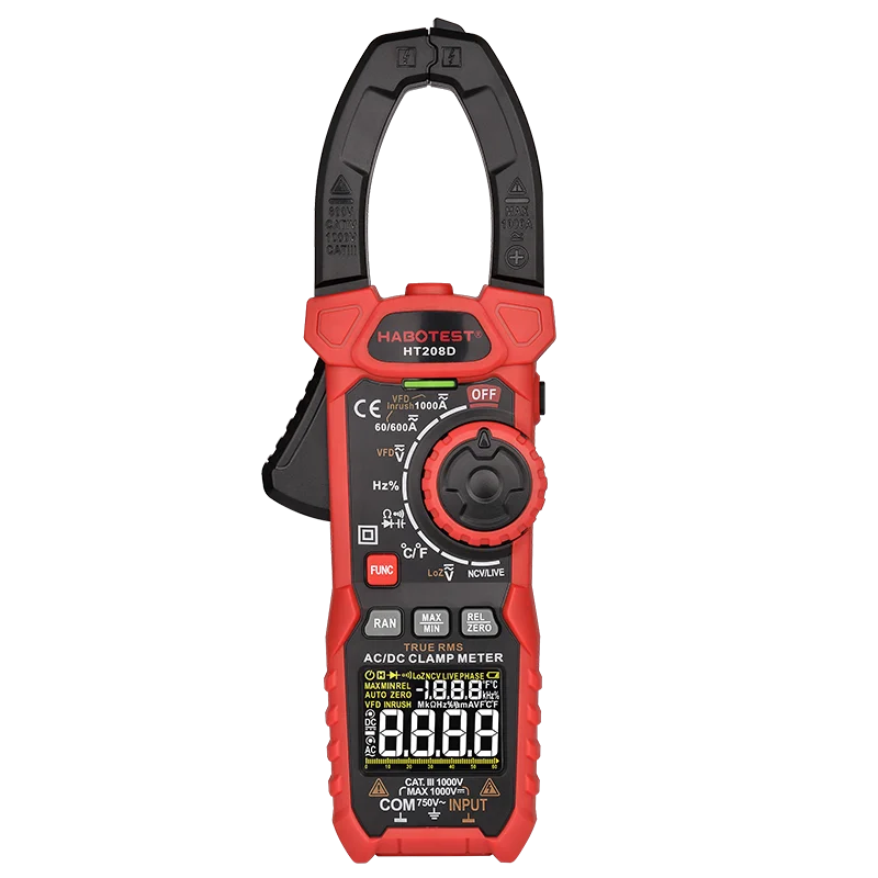 Clamp Multi Meter HABOTEST HT208D 1000A/1000V AC DC Amp Big Clamp Voltage Meter