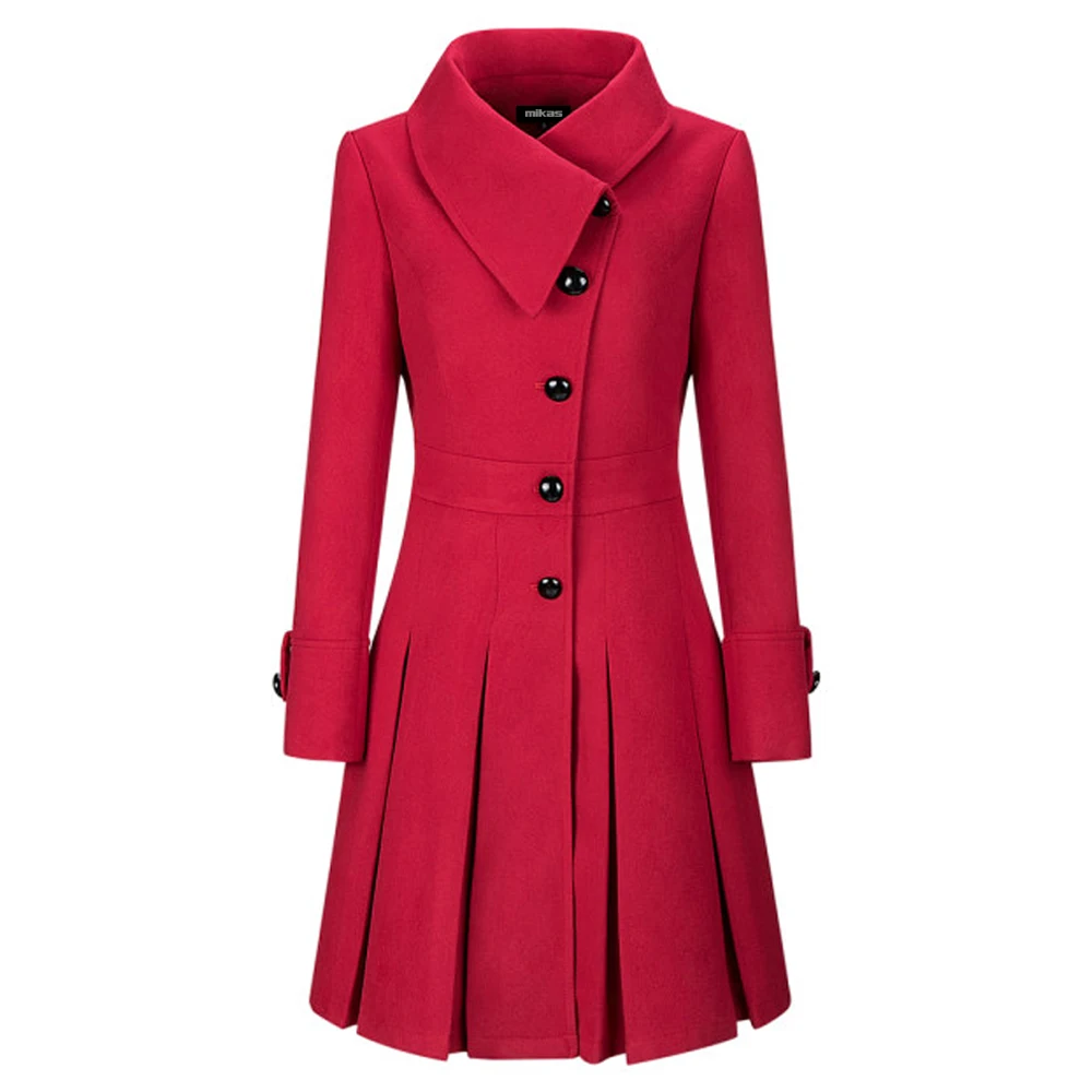 High Quality Wool Blended Classic Ladies Slim Fit Winter Style Fashion Coats Woman