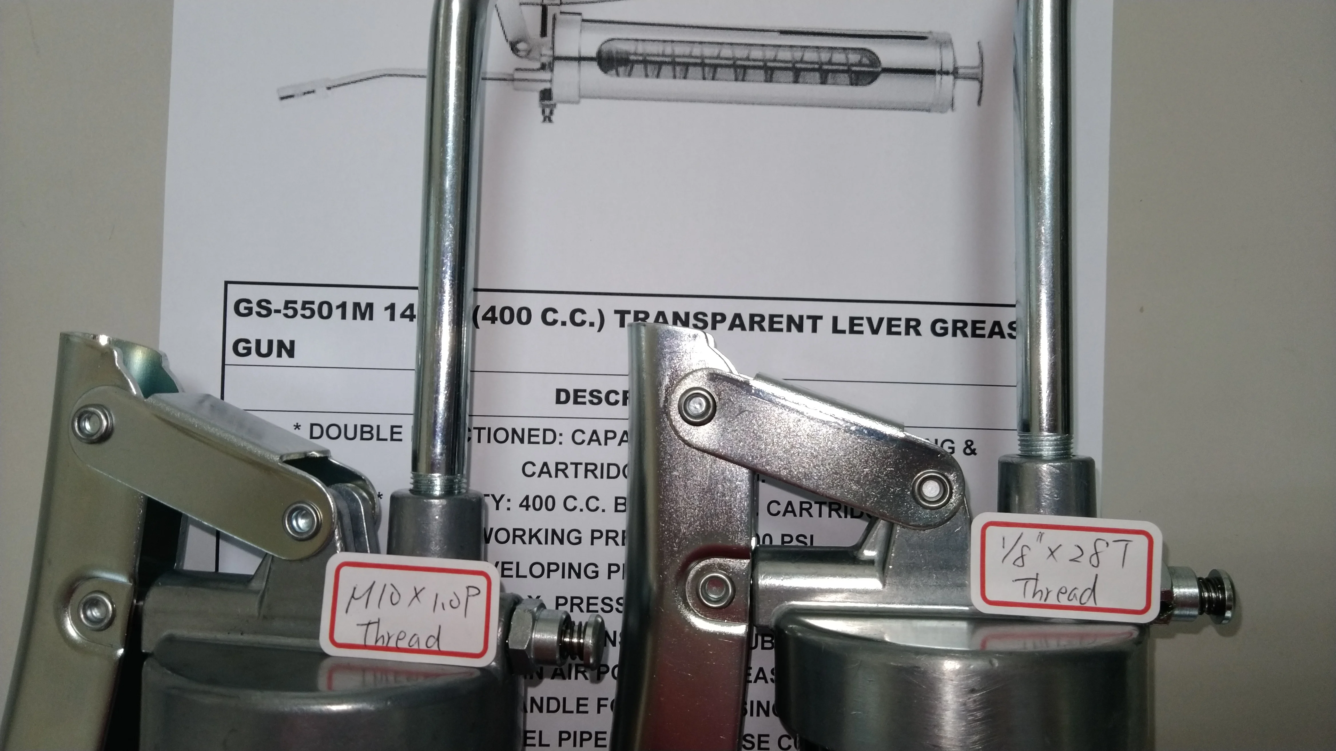 14 OZ (400 C.C.) TRANSPARENT LEVER GREASE GUN (GS-5501M)