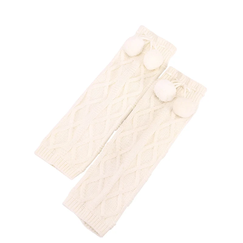 
Knitteed warm acrylic women fashion thigh high extra long boot leg warmer with ball 