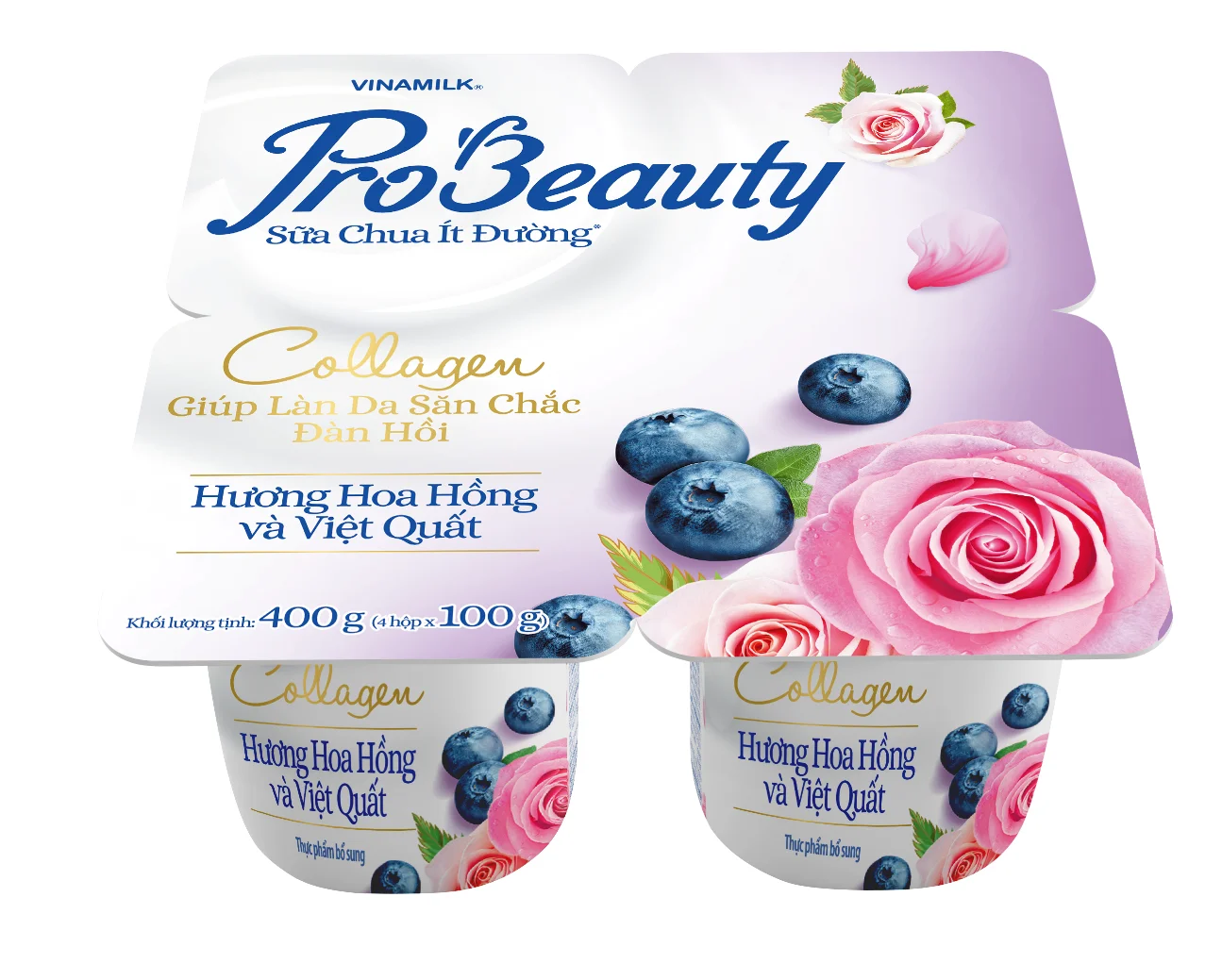 
Eating Yogurt - Pro Beauty - High Quality - Rose and Blueberry Fragrance Yogurt - Packing 100g per box x 48 boxes per Carton 