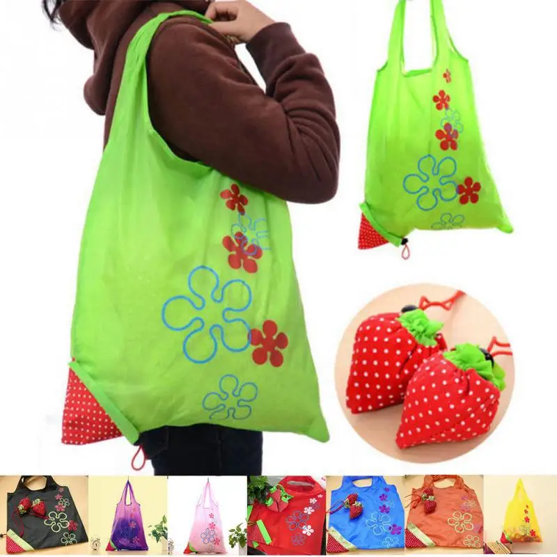 
Eco custom fruits strawberry reusable foldable storage grocery shopping tote bags with logos 