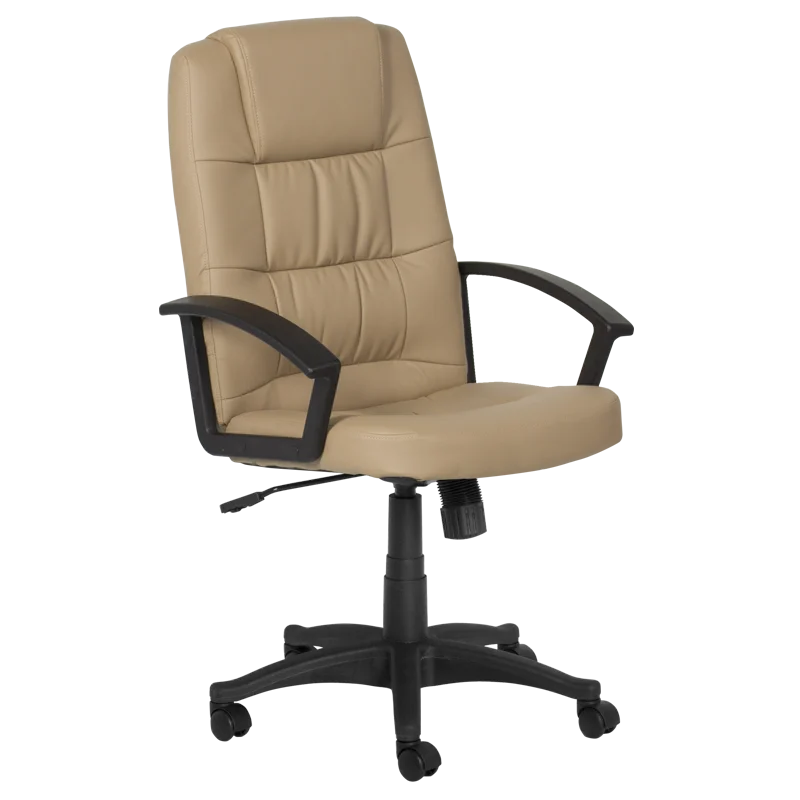 High back quality manager ergonomic computer PU swivel desk office chair with PP base Carmen 6078 Black Beige colors