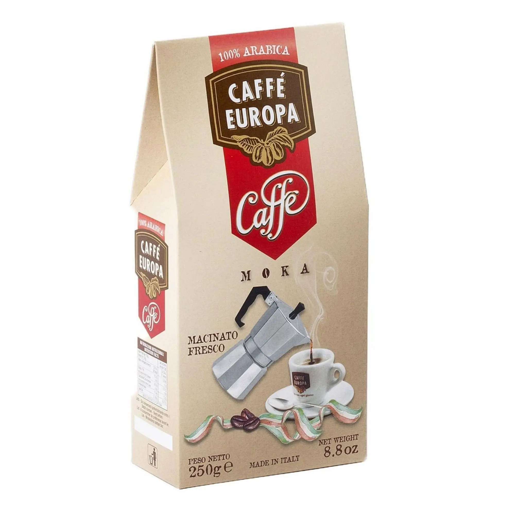 High Quality Artisan Roasting Ground Coffee Caffe Europa 100% Arabica Blend in box for Moka 250g