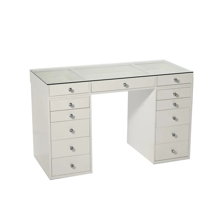  Лидер продаж современный роскошный декоративный туалетный зеркальный стол комод белый для макияжа с полками и ящиками