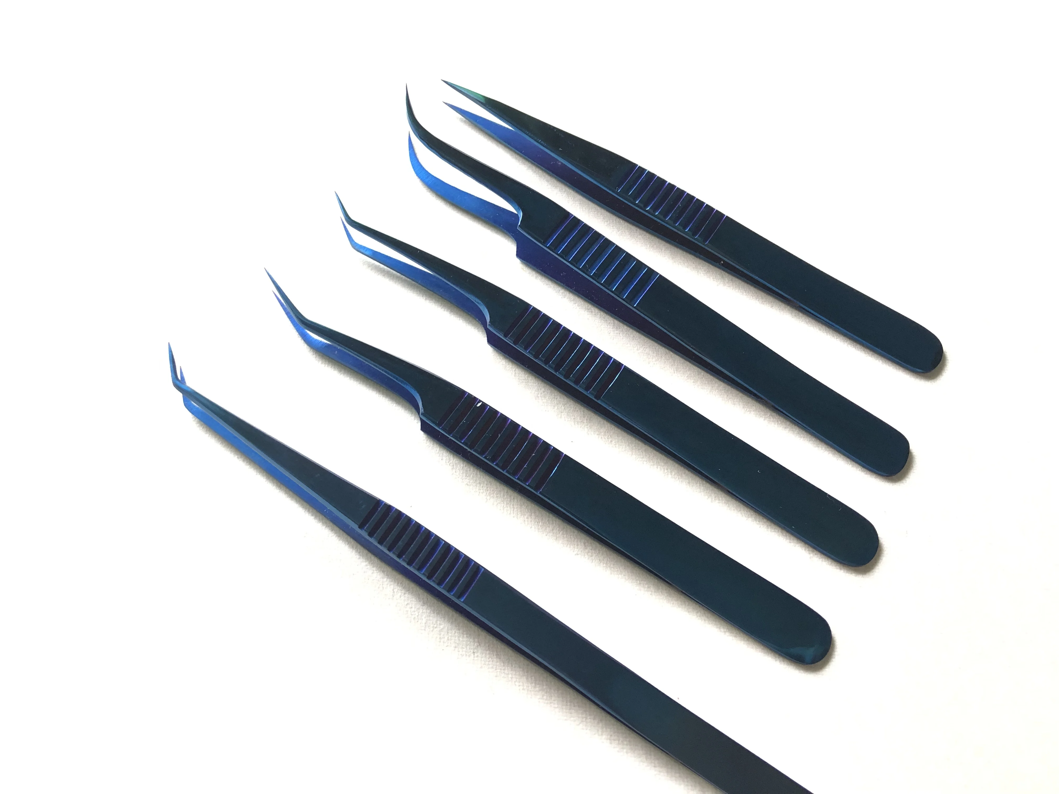 Wholesale Price Eyelash Tweezers With Private Label Eyelash Extension Fiber Tip Eyebrow tweezers Stainless Steel