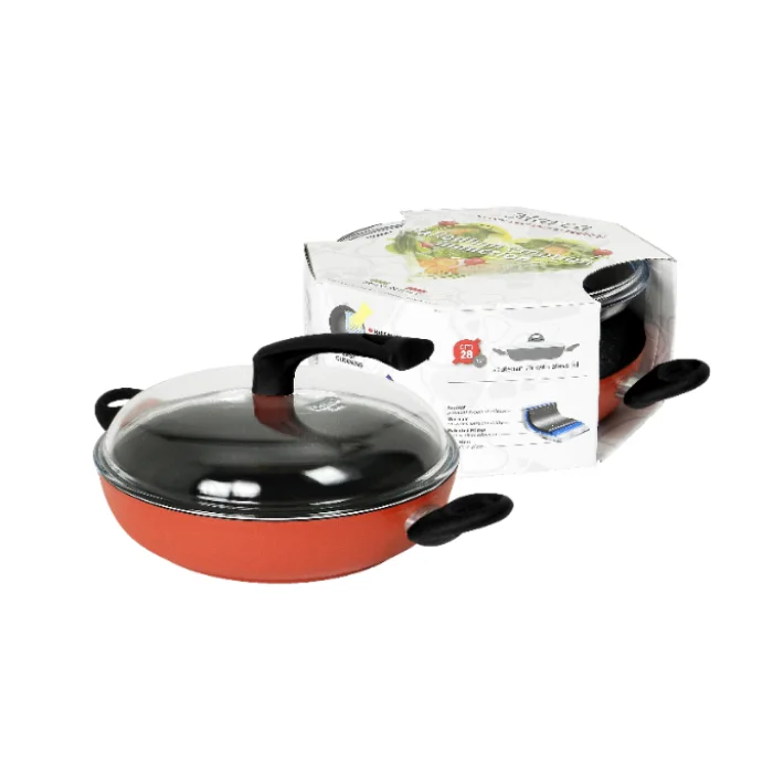 Extra-ordinary Italy Marca non-stick high end 3 layer excellent adhesion 28cm Casserole wok with lid