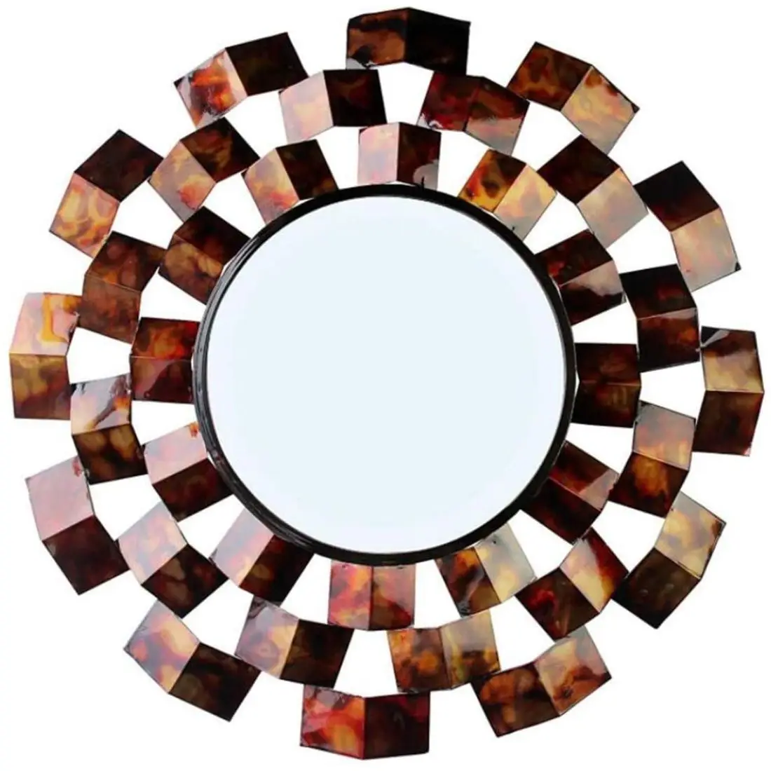 Antique Modern Classical Design Metal Iron Golden Black Colour Hexagonal Shape wall decore frame mirror for living room wall