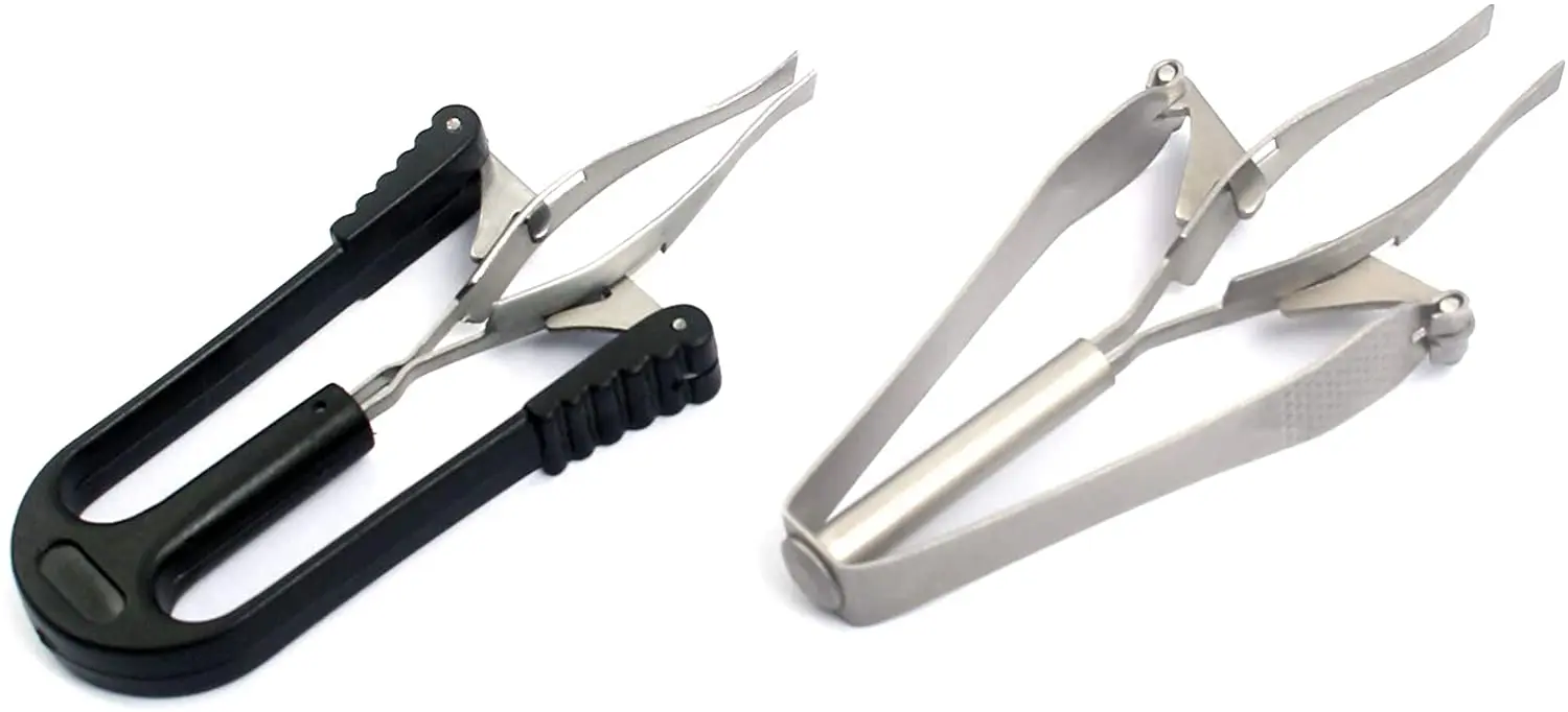 Automatic Eyebrow & Eyelash Tweezers Stainless Steel Satin Straight Slanted with Pointed & Rounded Tips Eyebrow Plucking Tool