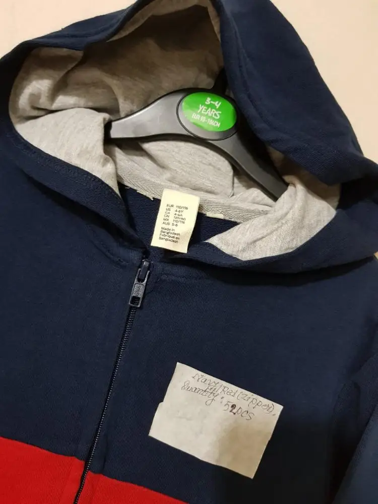 Factory Surplus Garments Brand Labels Boys Girls Street Wear Cotton Long Sleeve Pullover Hoody Jacket Bangladeshi Stock Lot