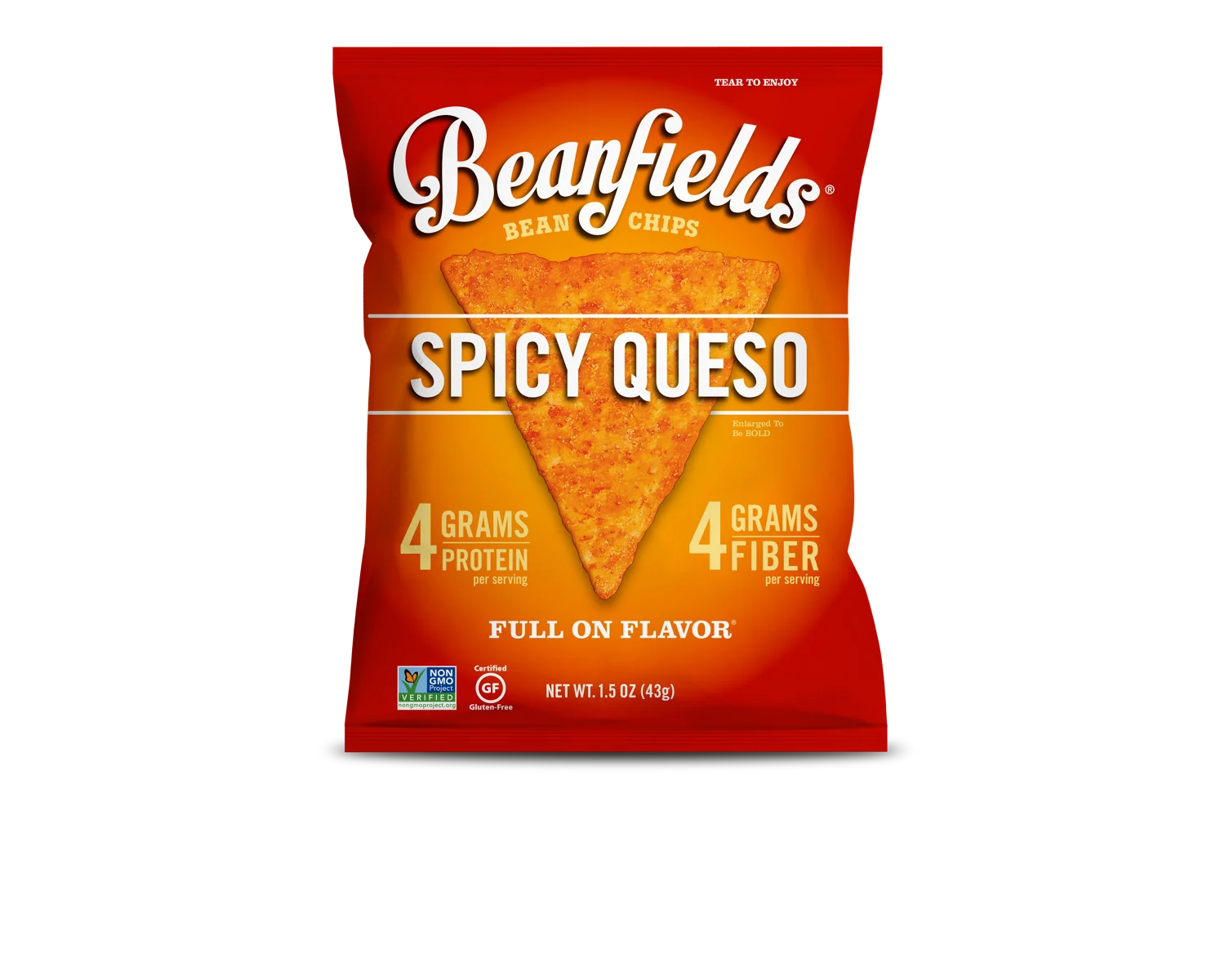 
Bean Chips Beanfields Spicy Queso Vegan Bean Chips 1.5oz Case Made IN USA 
