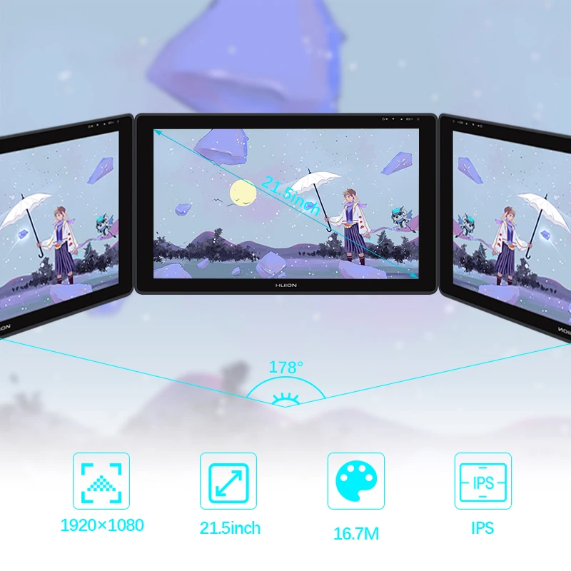 Графический планшет Huion GS2201 kamvas, цифровой IPS планшет для рисования, 22 дюйма, 21,5 дюйма