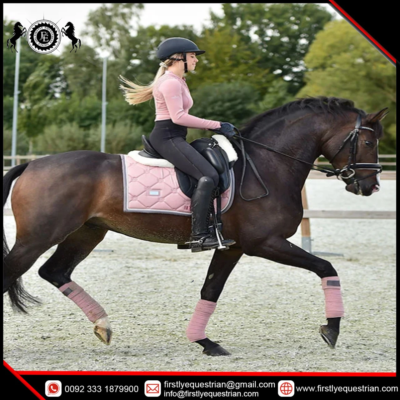 DRESSAGE SADDLE PAD WITH PINK PEARL