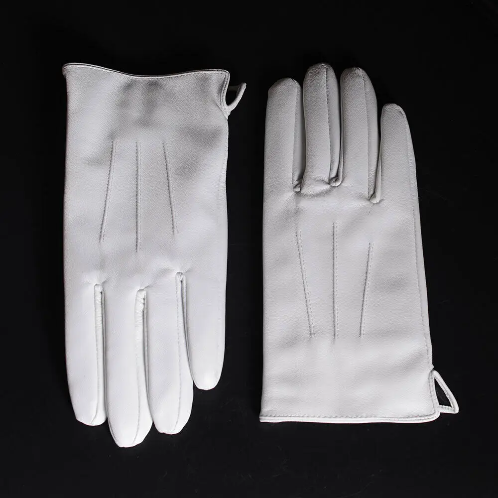 Men GENUINE Leather Real Leather Winter Warm Army White Short Gloves