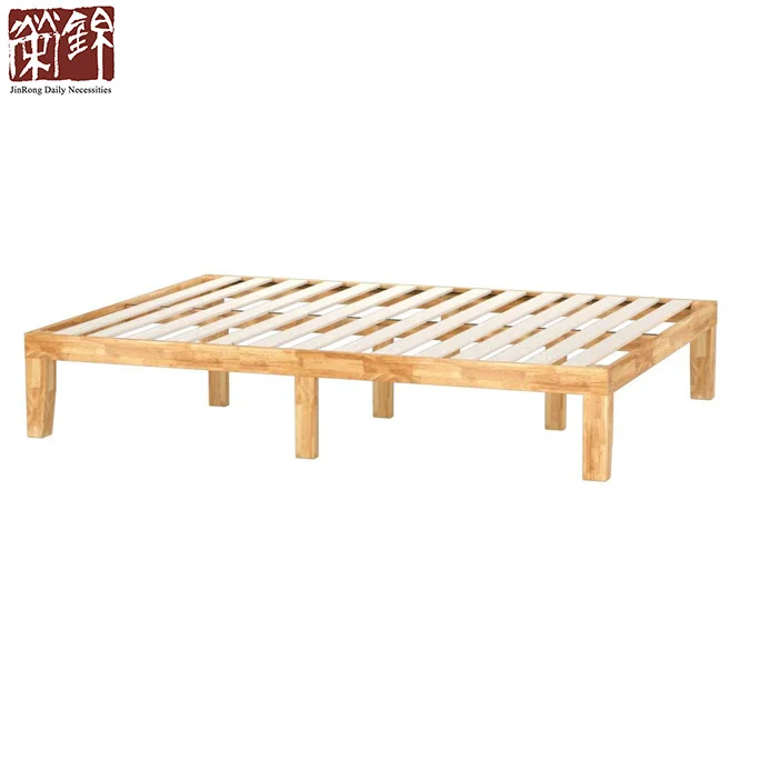 
14 Inch Wood Platform Bed Wood Slat Support Natural Finish Bed Queen Size Wooden Bed 