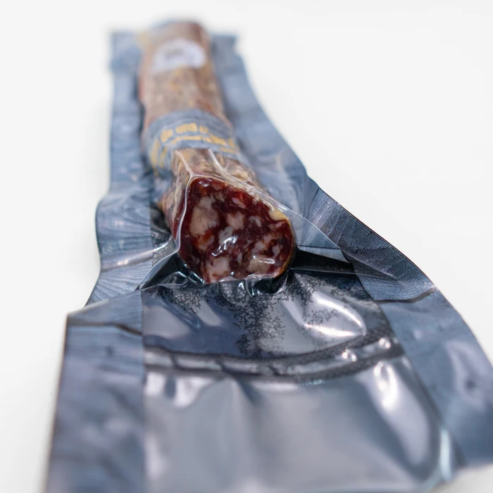 Spanish Iberian Cured Sausage. 100% Acorn fed. Food delicious black iberian pig. Salt cured. Salchichon Sausage rollers