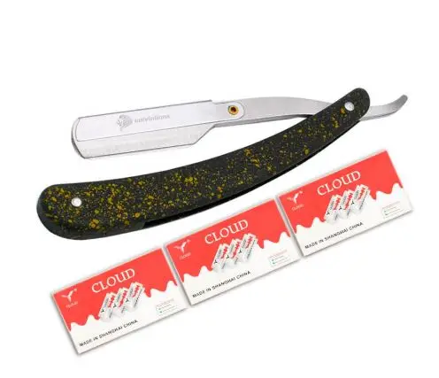 straight plastic handle foldable sharp blade razor stick for men women barber shaving knife beard face underarm body