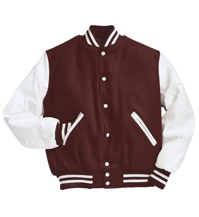 Maroon Wool Maroon Leather Varsity Jacket/Custom Made Letterman Varsity Jacket