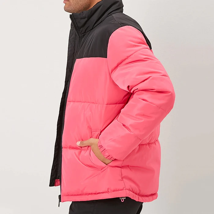 Настраиваемая модная мужская зимняя куртка-пуховик на молнии с цветными блоками