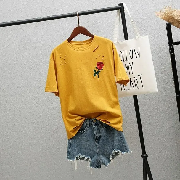 Short Sleeve Crew Neck Womans  Blank White Plain T Shirt Sales