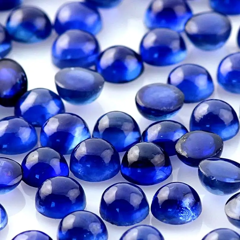 Natural Round Shape Smooth Blue Sapphire Loose Gemstone Polished Cabochon Making Jewelry wholesale price