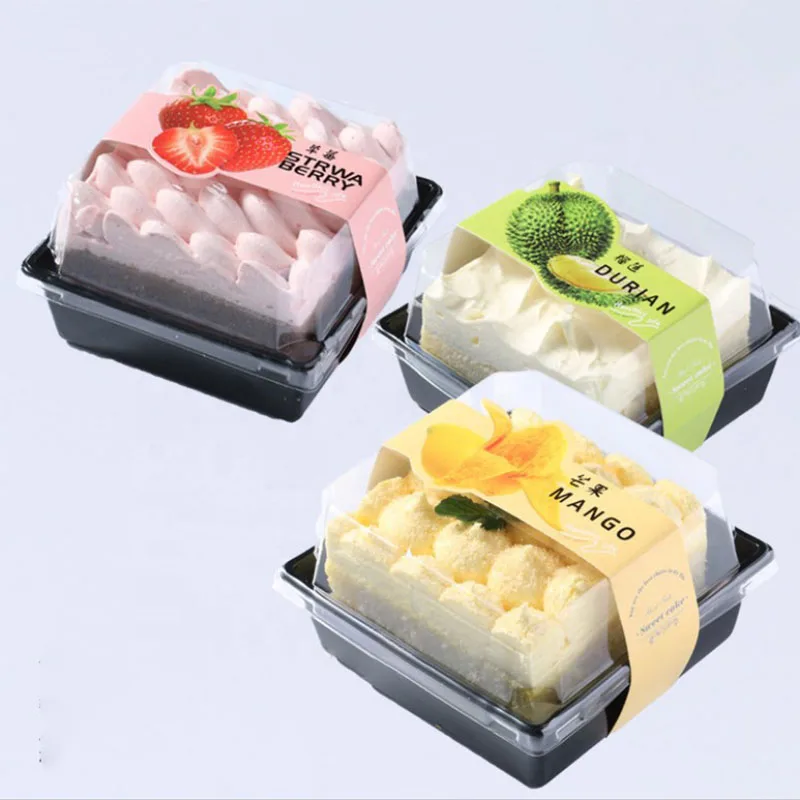 Wholesale Square Cake Tray With Lid PET Plastic Disposable Sandwich Pastry Boxes