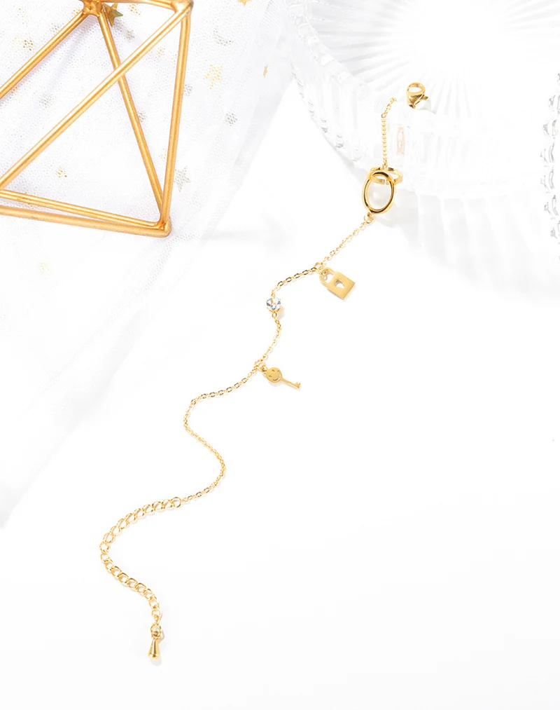 ORDRM bracelet de cheville pour femme bulk plain lock and key stainless steel foot jewelry women anklets gold