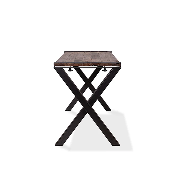 
Wood rustic barnwood furniture dining table living room coffee table farmhouse 220cm poseur solid wood X Frame steel Modern 