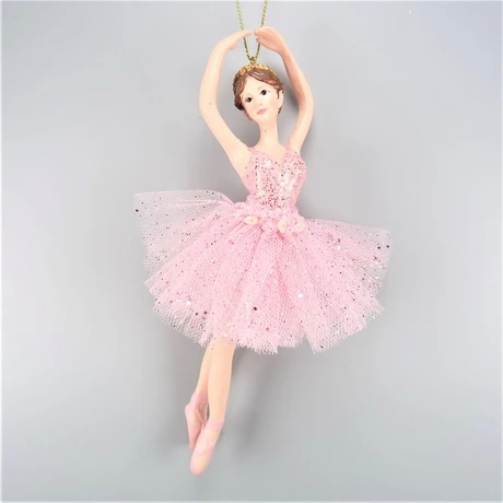 Christmas Decoration Polyresin Silver Glitter Dress Ballerina Ornament