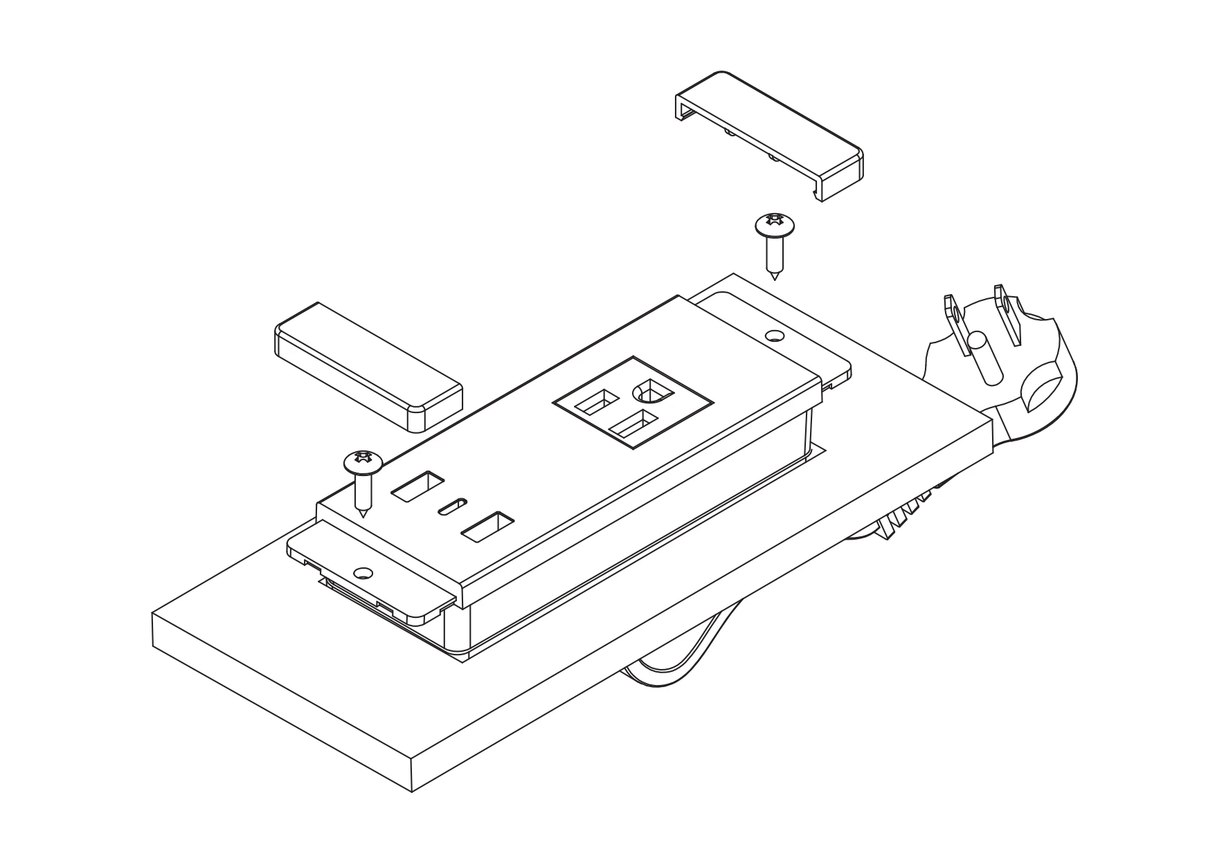 PDU-121 USB Type C Embedded Extension Power Socket For Furniture